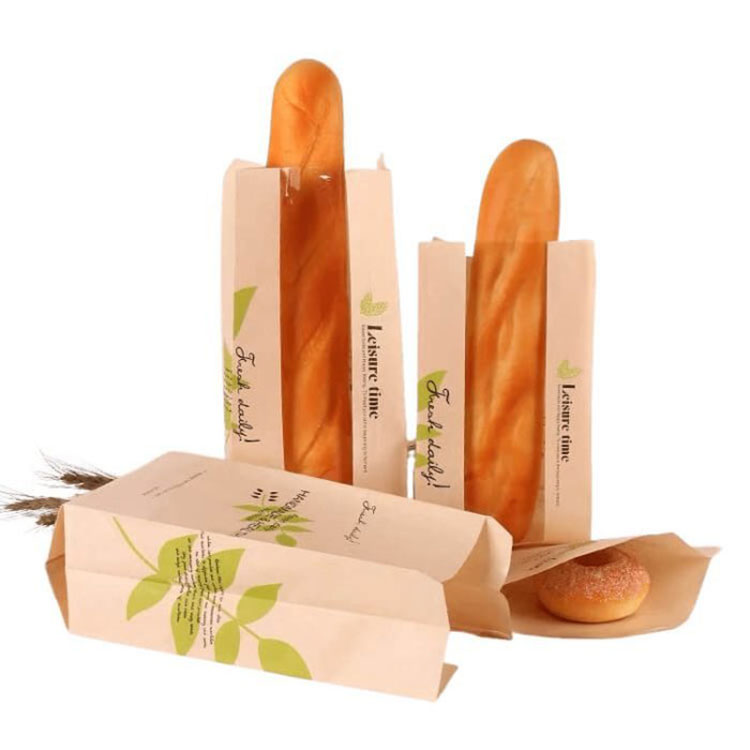Baguette kenyér papírzacskók ablakkal